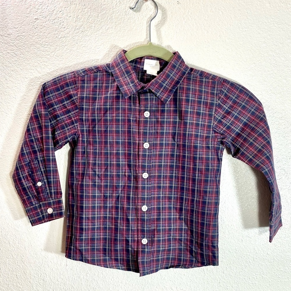 Tahari boy plaid button up long sleeve size 4T